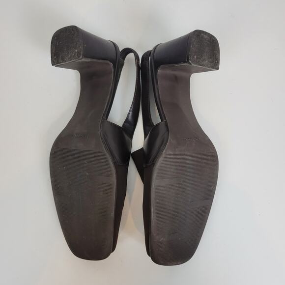 Bass Womens‎ Shoes Size 8.5 Brown Y2K Block Heel Sling Back Closed Square Toe - Picture 2 of 9